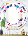 Abstract Retro Geometric Pattern I - Modern Round or Oval Wall Mirror - Space