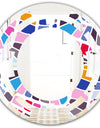 Abstract Retro Geometric Pattern I - Modern Round or Oval Wall Mirror - Space