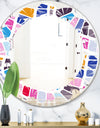 Abstract Retro Geometric Pattern I - Modern Round or Oval Wall Mirror - Leaves