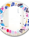 Abstract Retro Geometric Pattern I - Modern Round or Oval Wall Mirror - Leaves
