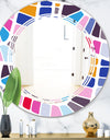 Abstract Retro Geometric Pattern I - Modern Round or Oval Wall Mirror - Triple C