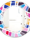 Abstract Retro Geometric Pattern I - Modern Round or Oval Wall Mirror - Triple C