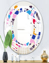 Abstract Retro Geometric Pattern I - Modern Round or Oval Wall Mirror - Space