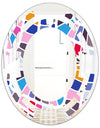 Abstract Retro Geometric Pattern I - Modern Round or Oval Wall Mirror - Space