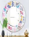 Abstract Retro Geometric Pattern I - Modern Round or Oval Wall Mirror - Wave