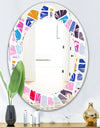 Abstract Retro Geometric Pattern I - Modern Round or Oval Wall Mirror - Leaves