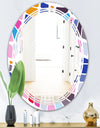 Abstract Retro Geometric Pattern I - Modern Round or Oval Wall Mirror - Triple C