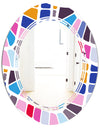 Abstract Retro Geometric Pattern I - Modern Round or Oval Wall Mirror - Triple C