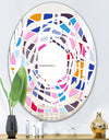 Abstract Retro Geometric Pattern I - Modern Round or Oval Wall Mirror - Whirl
