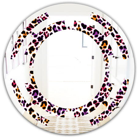 Leopard Fur Safari VII - Modern Round or Oval Wall Mirror - Space