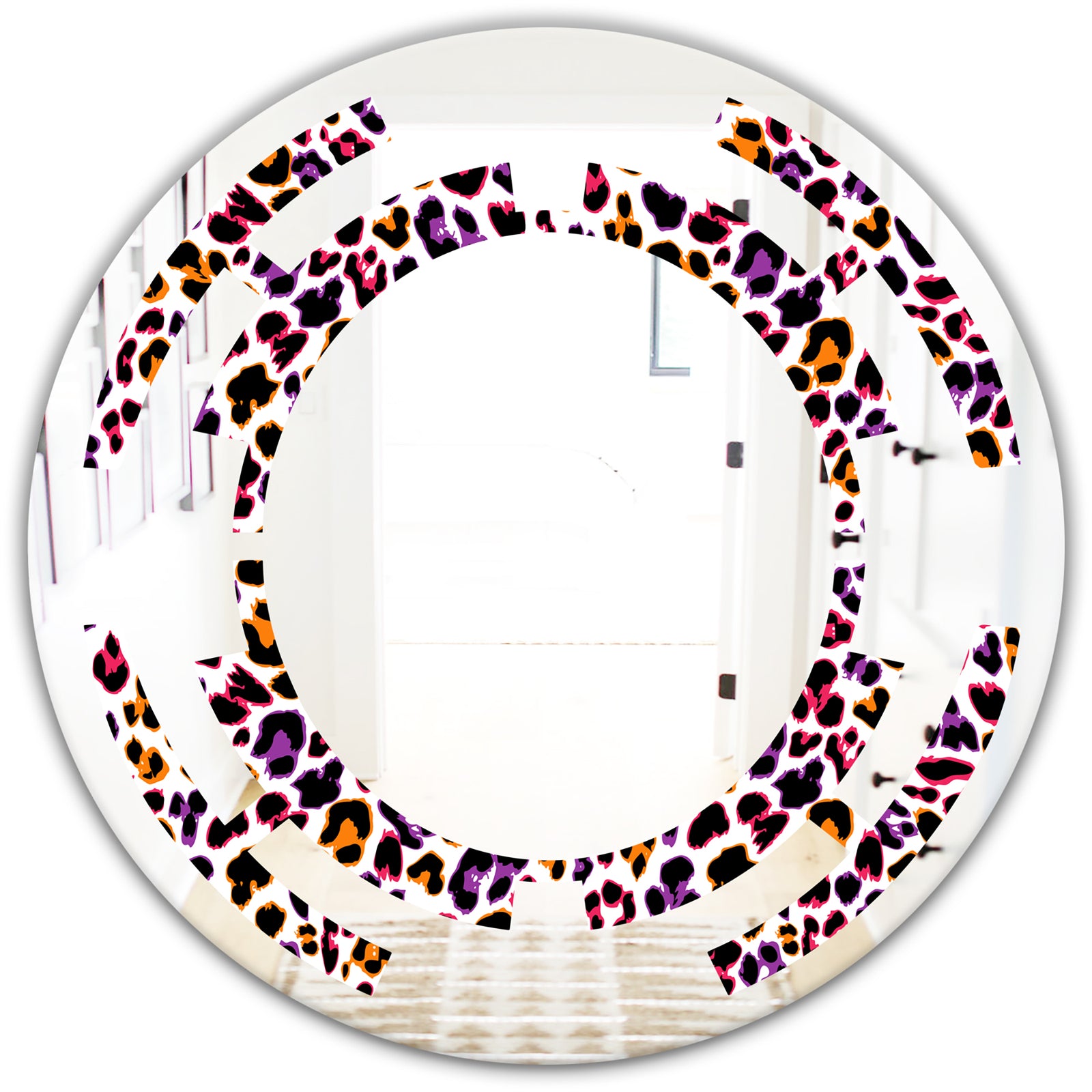 Leopard Fur Safari VII - Modern Round or Oval Wall Mirror - Space
