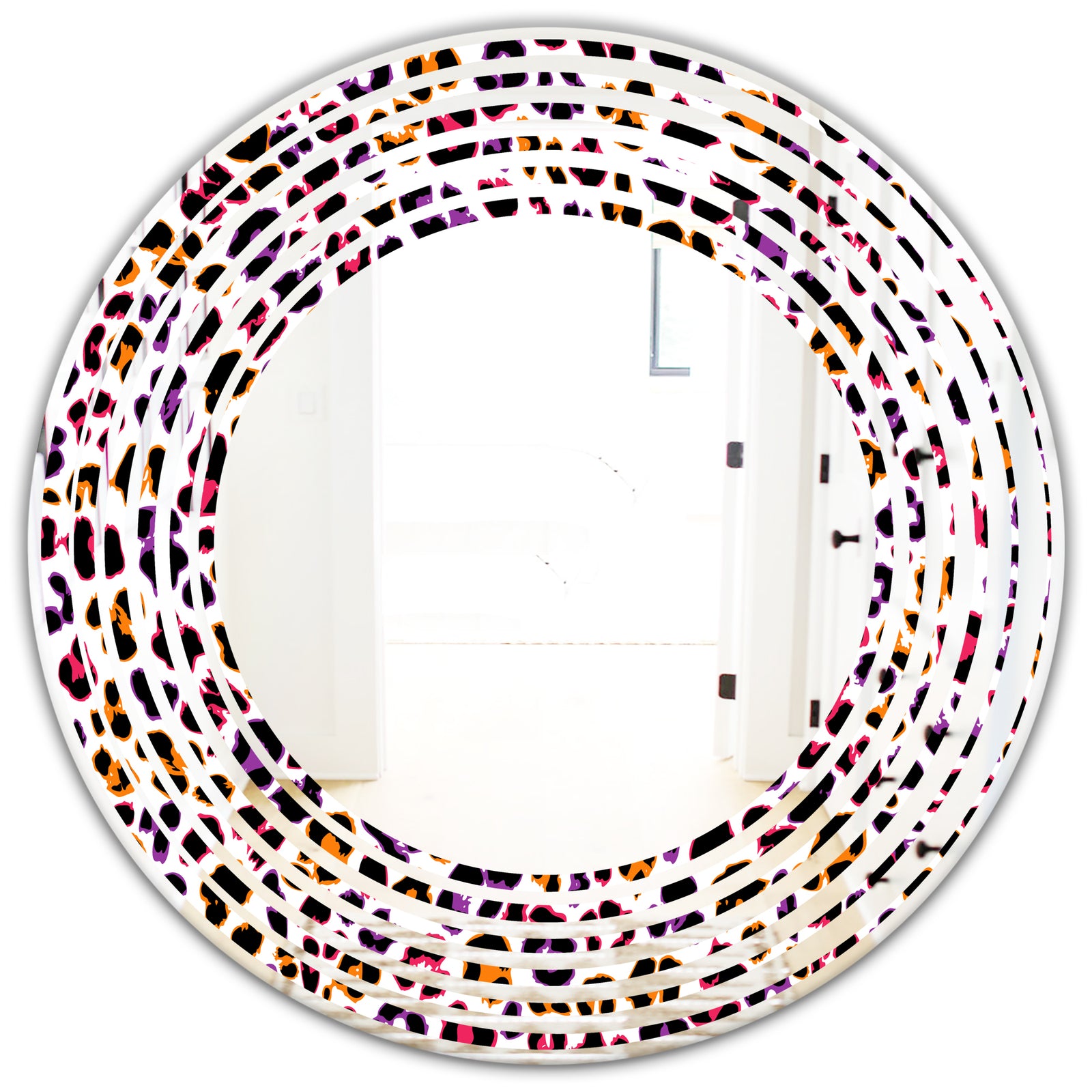 Leopard Fur Safari VII - Modern Round or Oval Wall Mirror - Wave