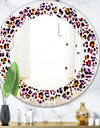 Leopard Fur Safari VII - Modern Round or Oval Wall Mirror - Leaves