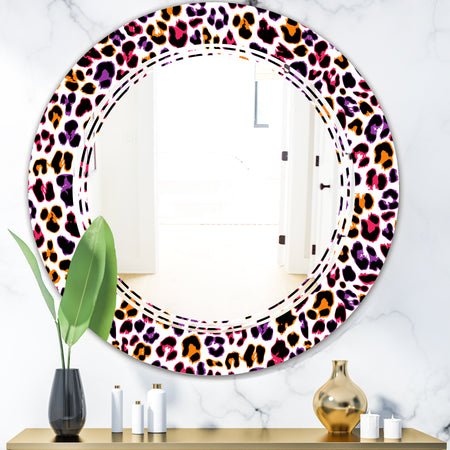 Leopard Fur Safari VII - Modern Round or Oval Wall Mirror - Triple C