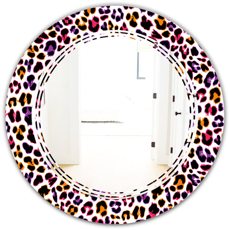 Leopard Fur Safari VII - Modern Round or Oval Wall Mirror - Triple C