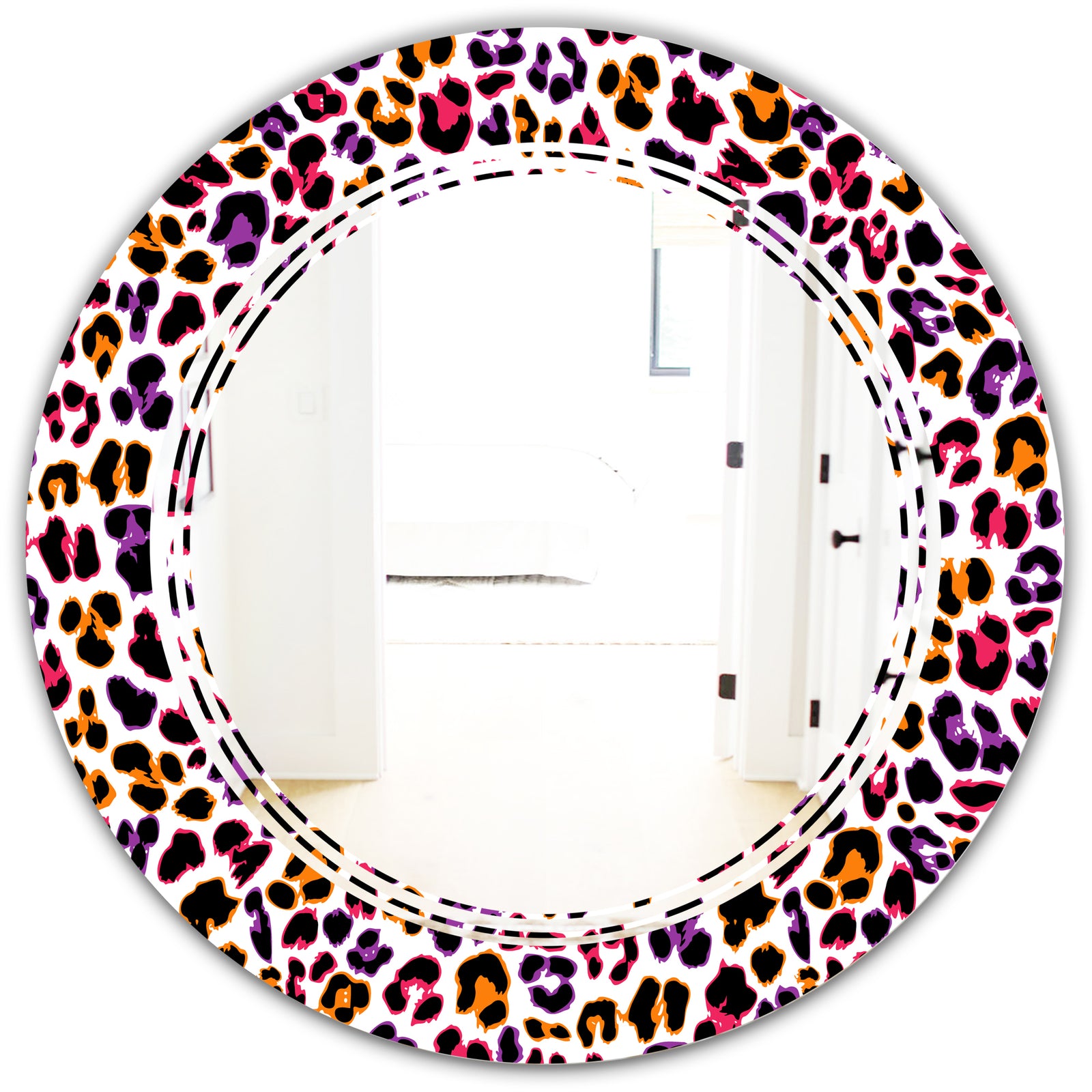 Leopard Fur Safari VII - Modern Round or Oval Wall Mirror - Triple C