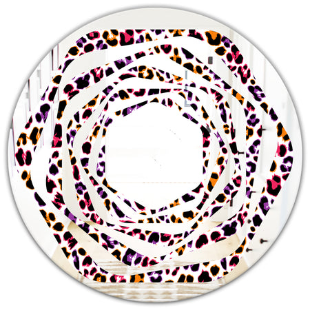 Leopard Fur Safari VII - Modern Round or Oval Wall Mirror - Whirl