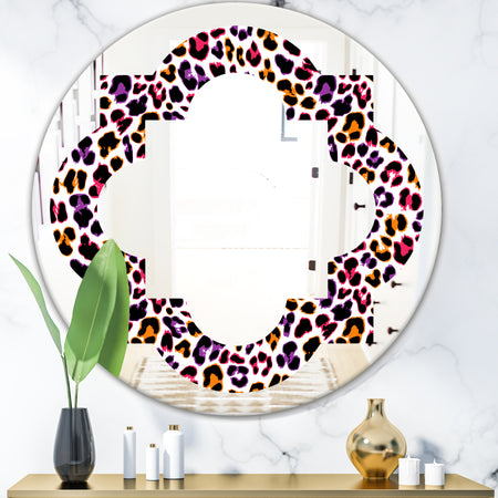 Leopard Fur Safari VII - Modern Round or Oval Wall Mirror - Quatrefoil