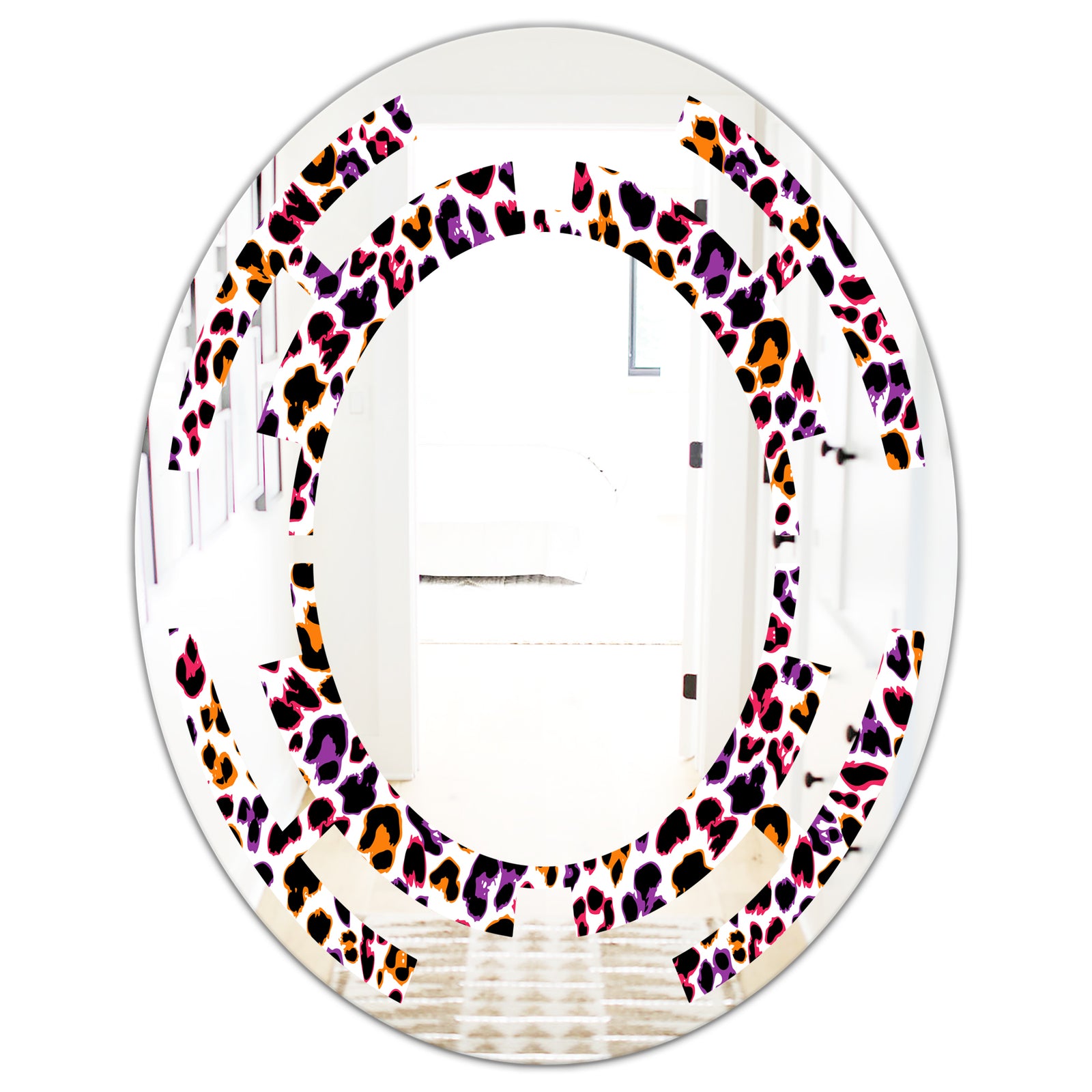 Leopard Fur Safari VII - Modern Round or Oval Wall Mirror - Space