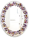 Leopard Fur Safari VII - Modern Round or Oval Wall Mirror - Leaves