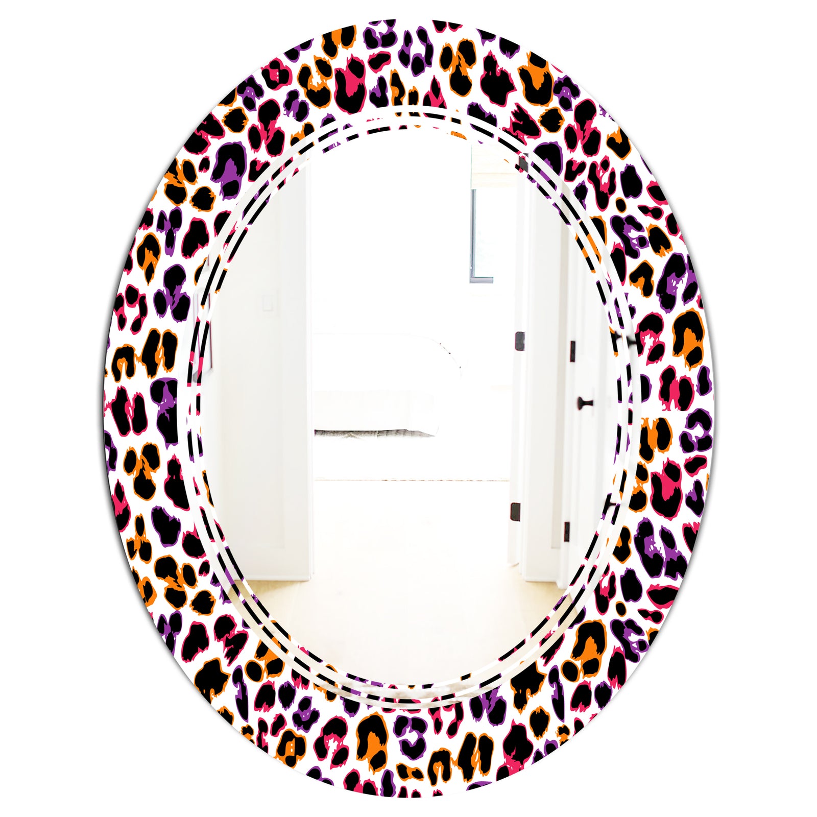 Leopard Fur Safari VII - Modern Round or Oval Wall Mirror - Triple C