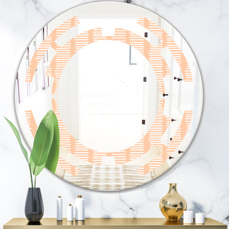 Retro Abstract Lines Pattern - Modern Round or Oval Wall Mirror - Space