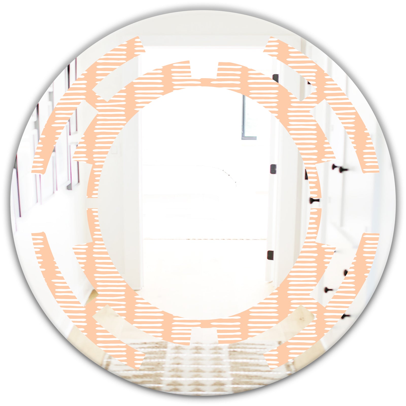 Retro Abstract Lines Pattern - Modern Round or Oval Wall Mirror - Space