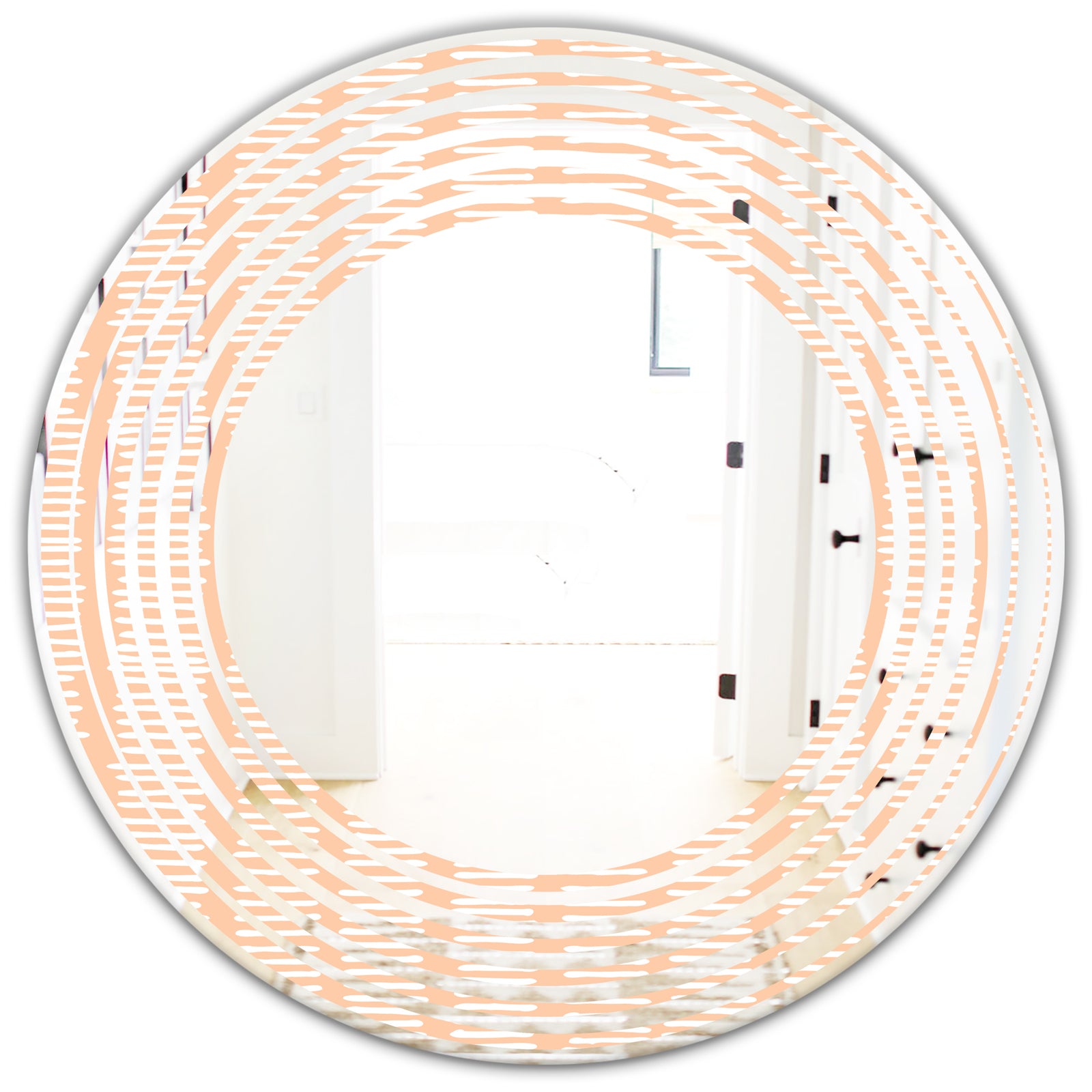 Retro Abstract Lines Pattern - Modern Round or Oval Wall Mirror - Wave
