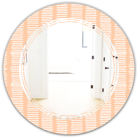 Retro Abstract Lines Pattern - Modern Round or Oval Wall Mirror - Triple C