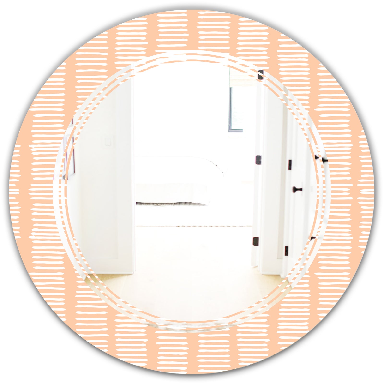 Retro Abstract Lines Pattern - Modern Round or Oval Wall Mirror - Triple C