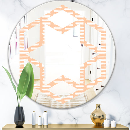 Retro Abstract Lines Pattern - Modern Round or Oval Wall Mirror - Hexagon Star