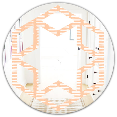 Retro Abstract Lines Pattern - Modern Round or Oval Wall Mirror - Hexagon Star