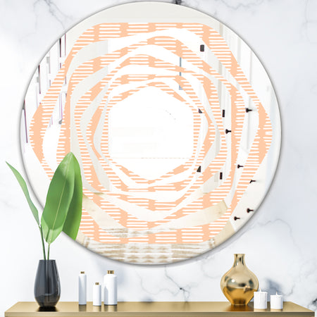 Retro Abstract Lines Pattern - Modern Round or Oval Wall Mirror - Whirl