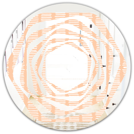Retro Abstract Lines Pattern - Modern Round or Oval Wall Mirror - Whirl