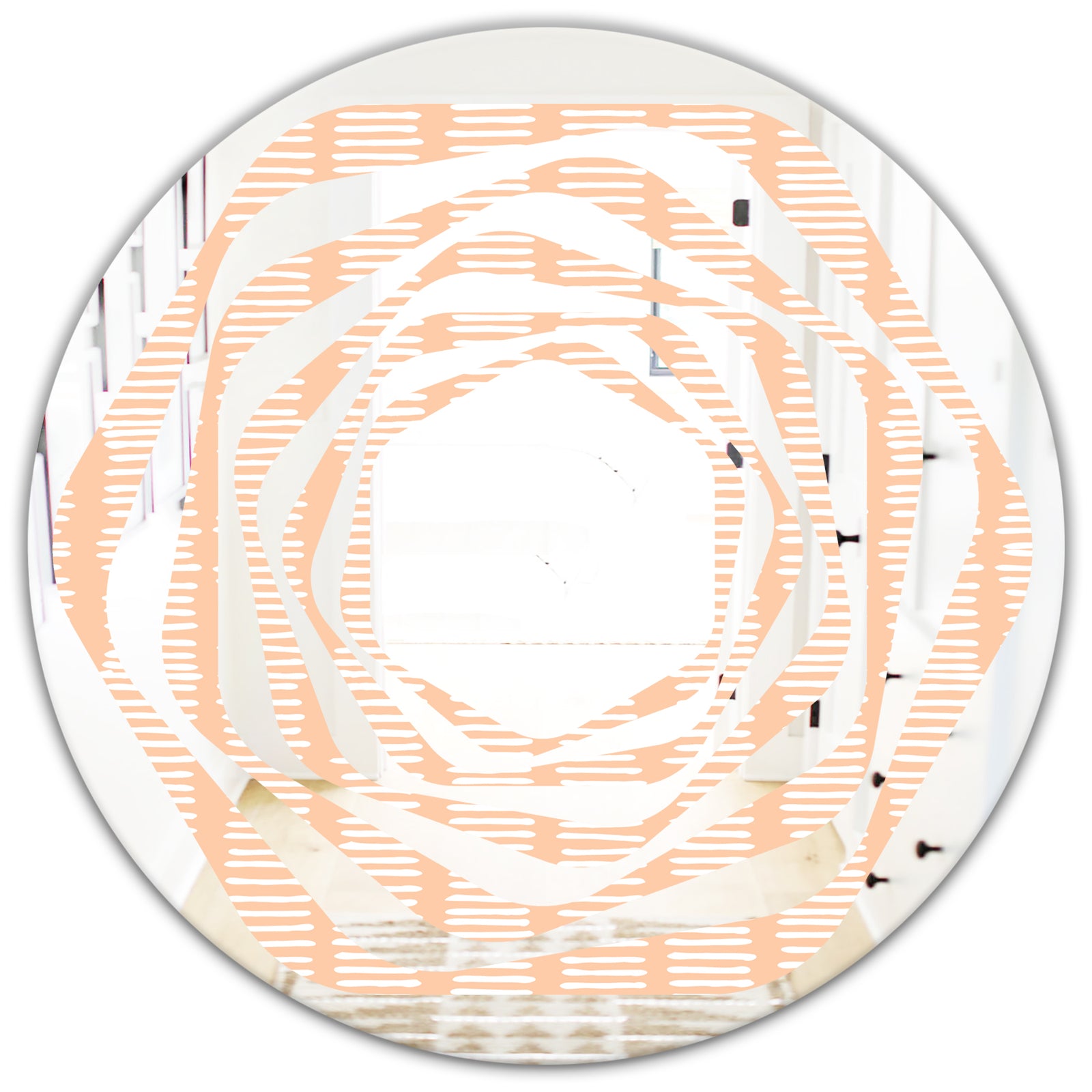 Retro Abstract Lines Pattern - Modern Round or Oval Wall Mirror - Whirl