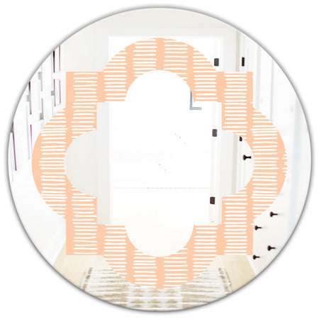Retro Abstract Lines Pattern - Modern Round or Oval Wall Mirror - Quatrefoil