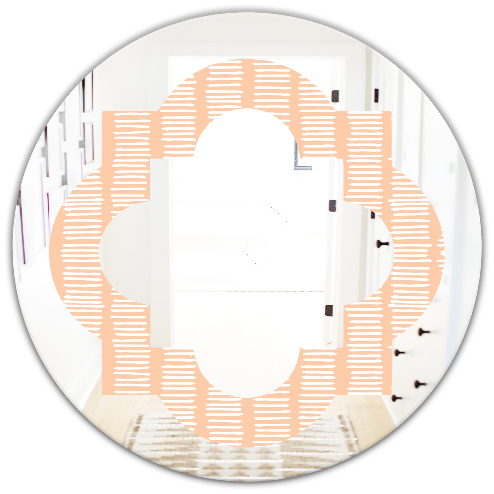 Retro Abstract Lines Pattern - Modern Round or Oval Wall Mirror - Quatrefoil