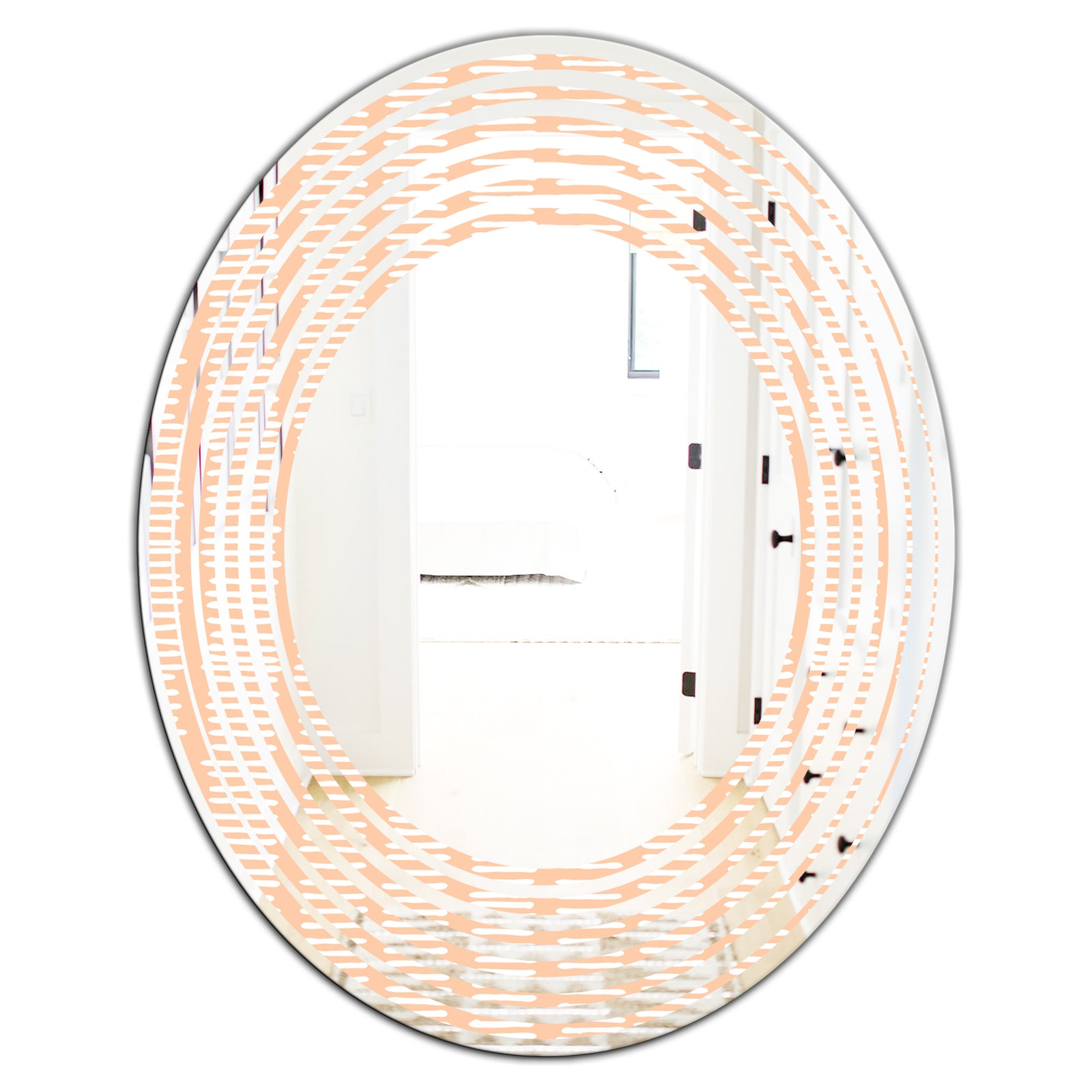 Retro Abstract Lines Pattern - Modern Round or Oval Wall Mirror - Wave