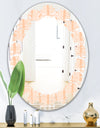 Retro Abstract Lines Pattern - Modern Round or Oval Wall Mirror - Leaves