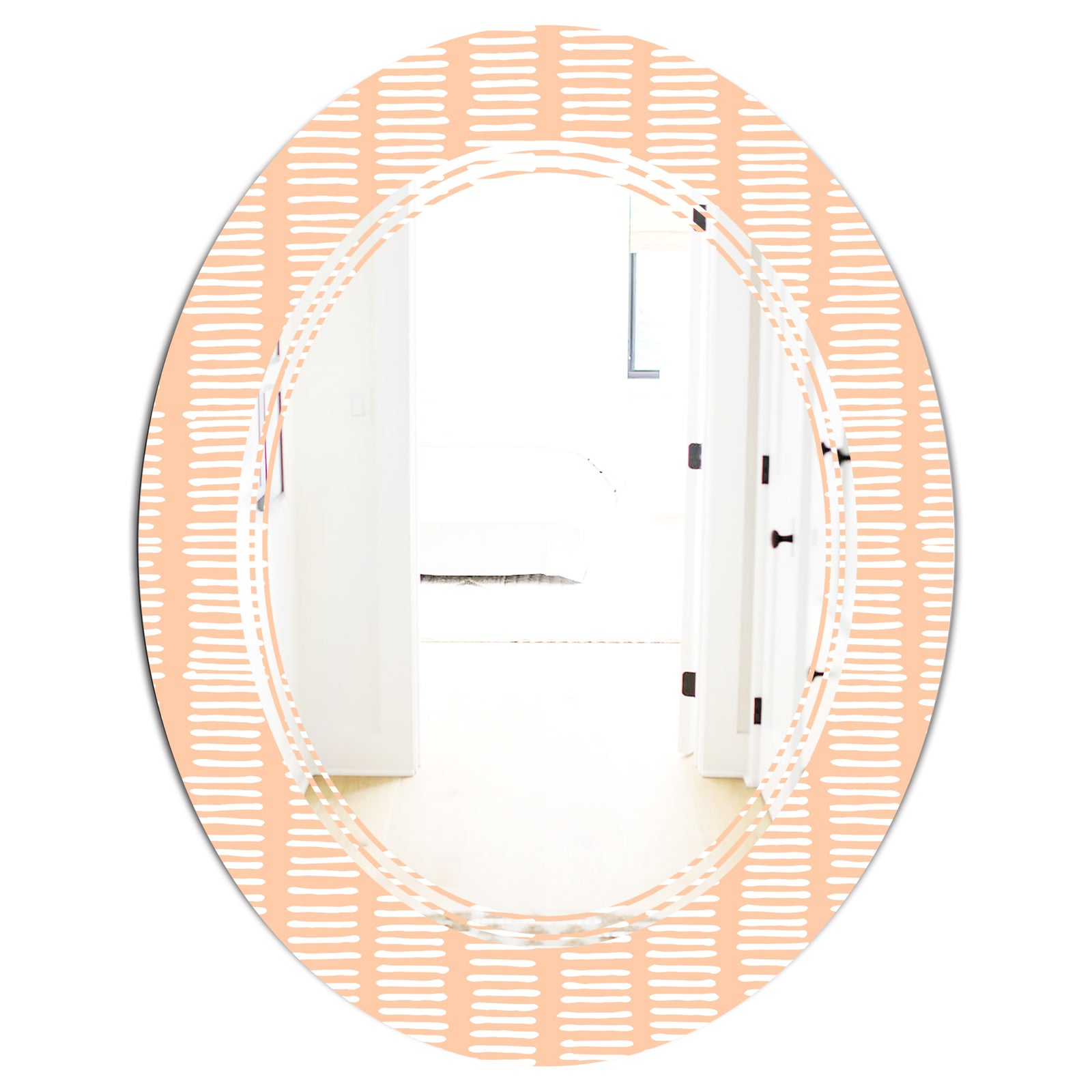 Retro Abstract Lines Pattern - Modern Round or Oval Wall Mirror - Triple C