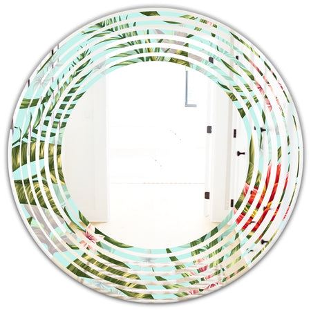 Tropical Foliage II - Modern Round or Oval Wall Mirror - Wave