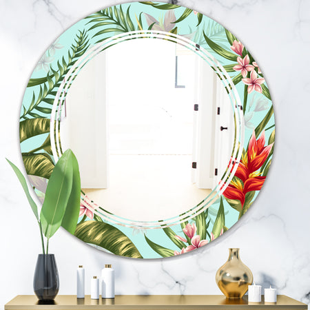Tropical Foliage II - Modern Round or Oval Wall Mirror - Triple C