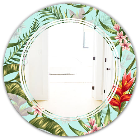 Tropical Foliage II - Modern Round or Oval Wall Mirror - Triple C