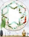 Tropical Foliage II - Modern Round or Oval Wall Mirror - Hexagon Star