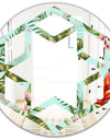 Tropical Foliage II - Modern Round or Oval Wall Mirror - Hexagon Star