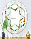 Tropical Foliage II - Modern Round or Oval Wall Mirror - Hexagon Star