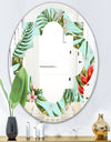 Tropical Foliage II - Modern Round or Oval Wall Mirror - Quatrefoil