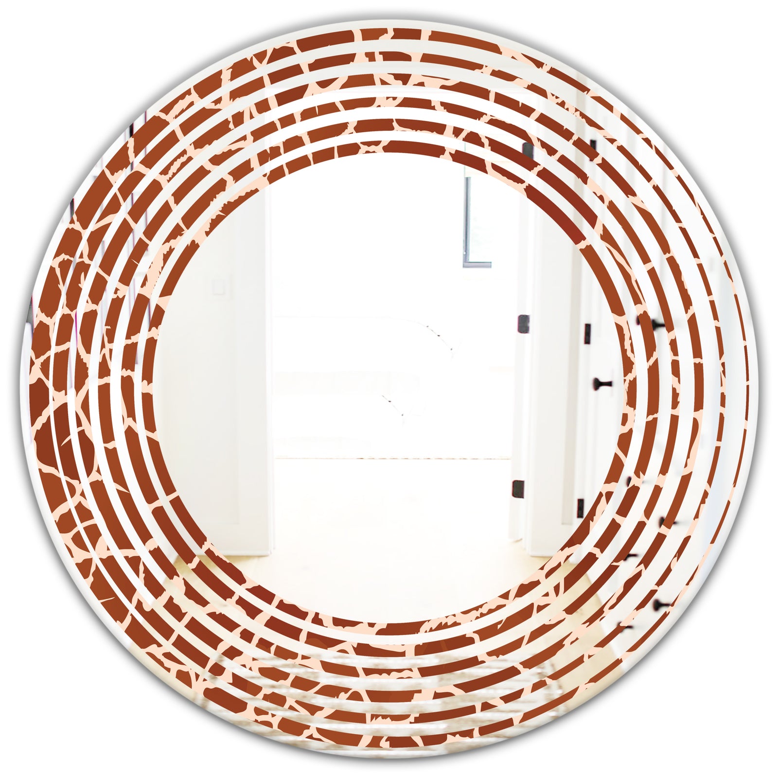 Leopard Fur Safari I - Modern Round or Oval Wall Mirror - Wave