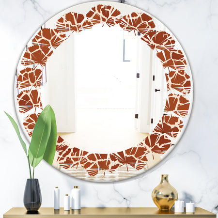 Leopard Fur Safari I - Modern Round or Oval Wall Mirror - Leaves
