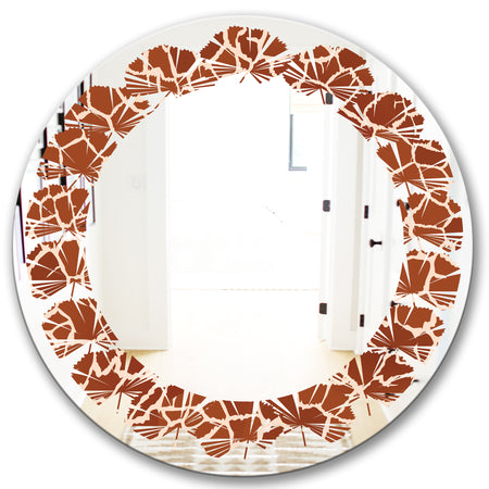 Leopard Fur Safari I - Modern Round or Oval Wall Mirror - Leaves